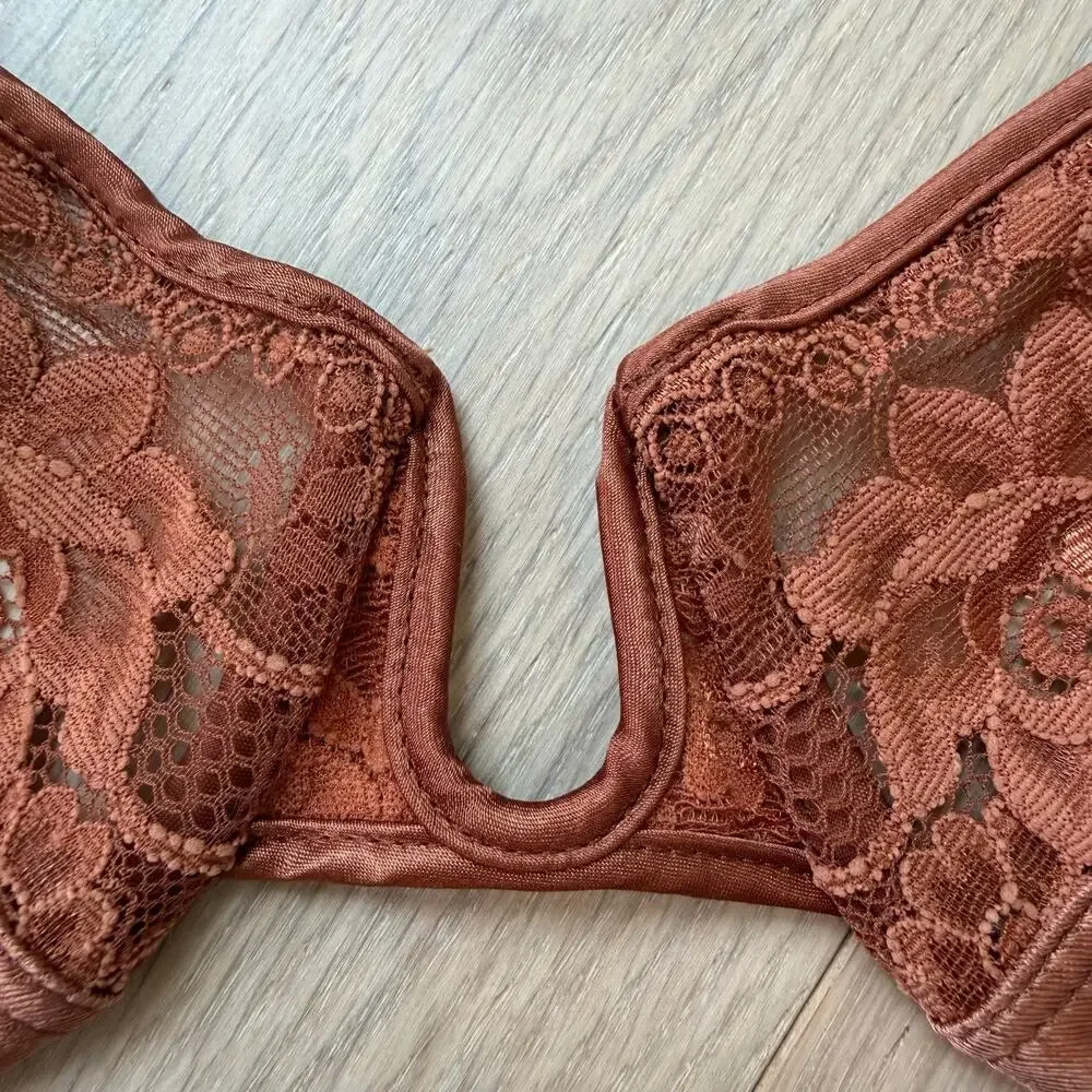 Vintage Valentino Intimo Copper Lace Underwire Bra Size 36B